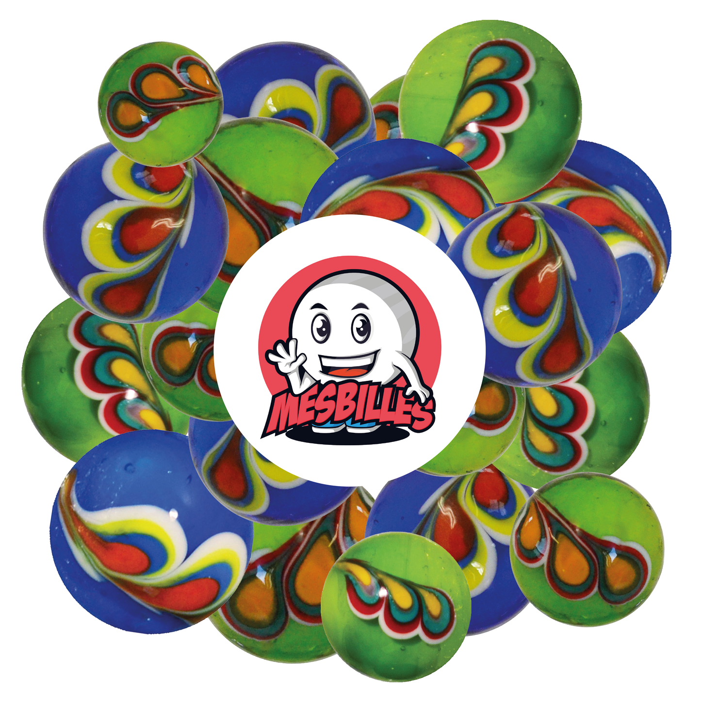 1 Green Peacock Art Marble 16 mm