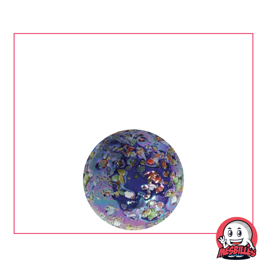 1 Marble Speckled star 16 mm opaque dark blue glass bead with coloured chips on the surface