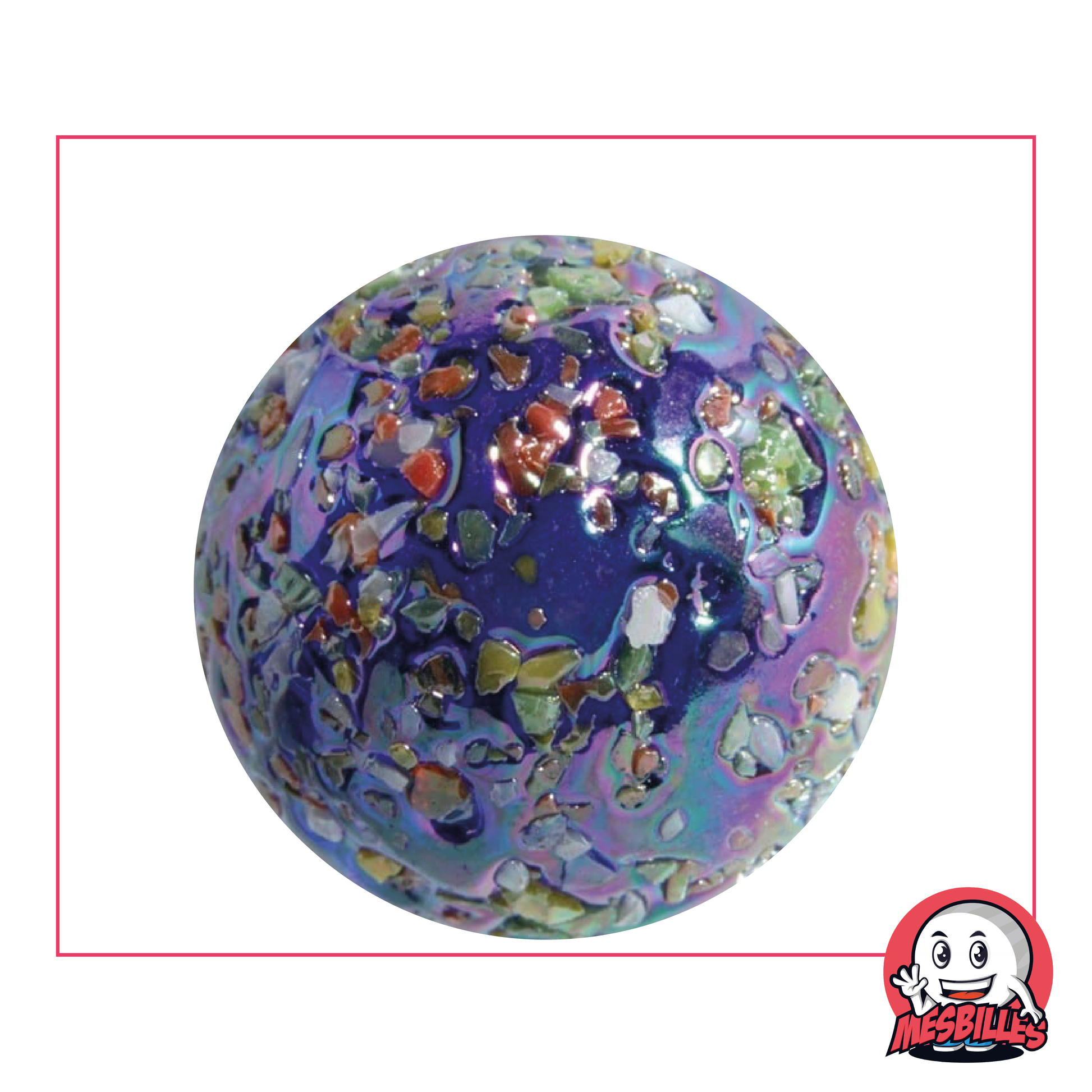 1 Marble Speckled star 42 mm dark blue colour covered with coloured glitter, whale size marble