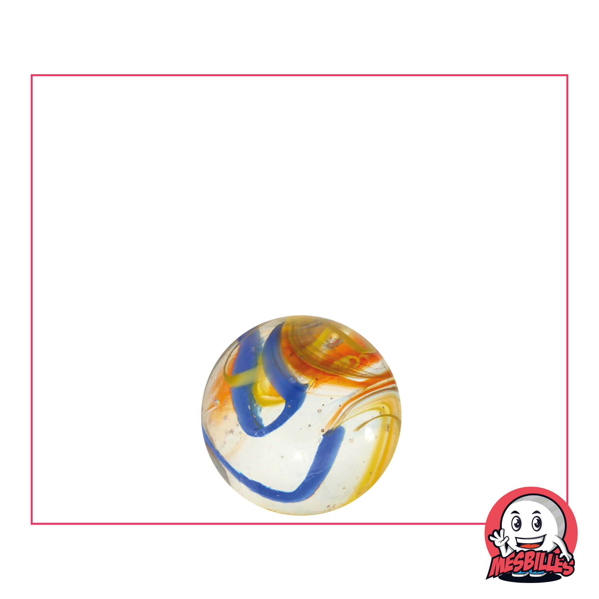 14 mm Parrot Marble - Coloured Fusion of Red, Yellow and Blue in Transparent Glass