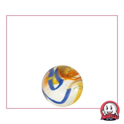 14 mm Parrot Marble - Coloured Fusion of Red, Yellow and Blue in Transparent Glass