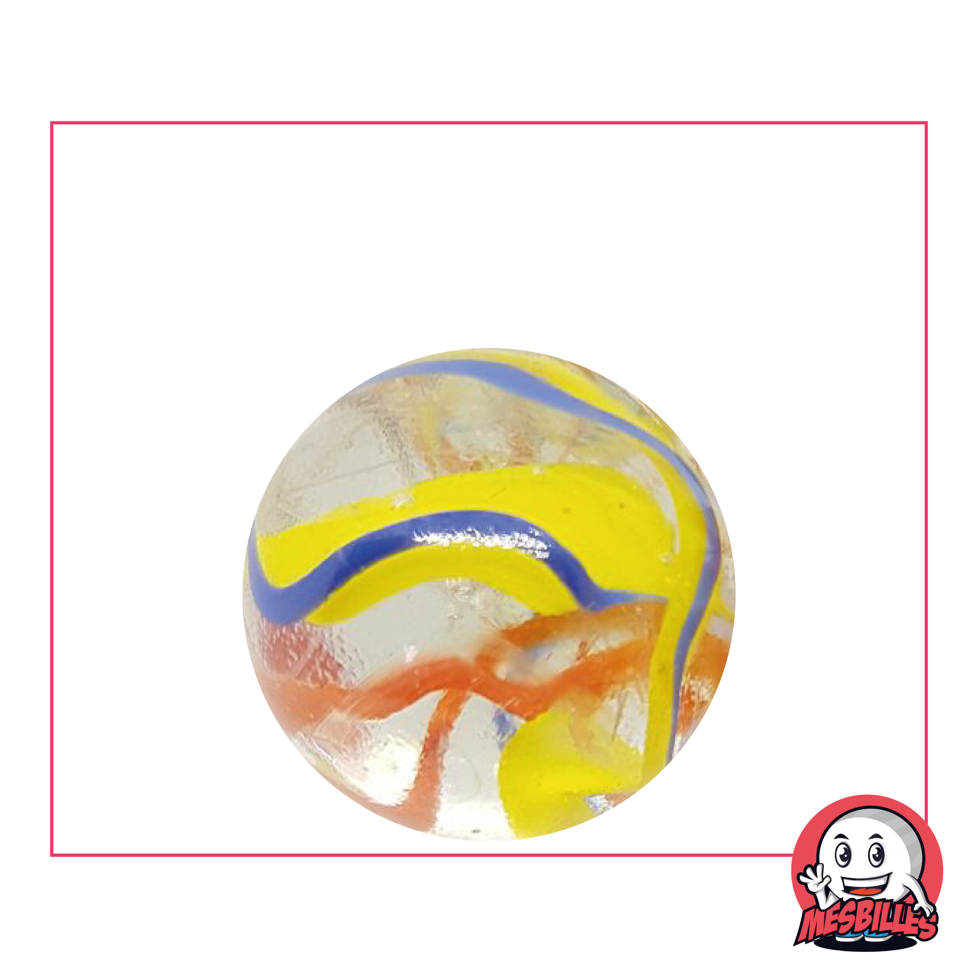 25 mm Parrot Marble, translucent marble with yellow and blue stripes: an explosion of colour