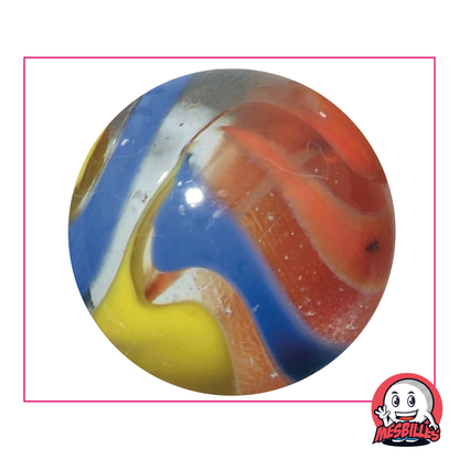 Crystal-coloured glass Marble with coloured ribbons, very large 50 mm Marble