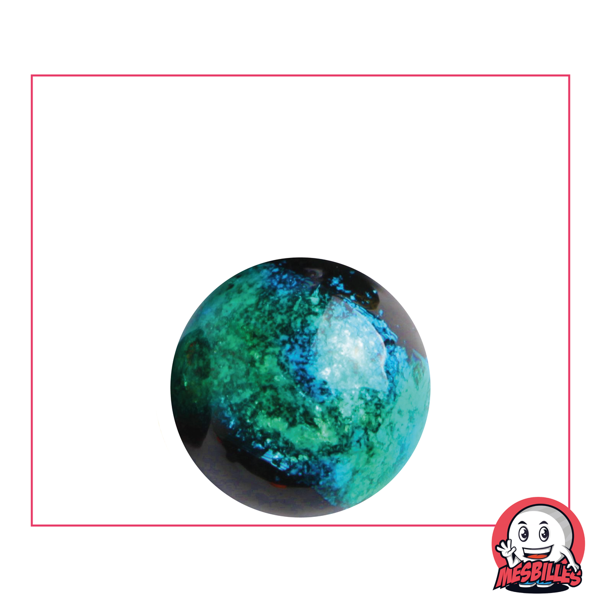 Machu Picchu Turquoise 22 mm Marble Art Set with a very wide blue metallic ribbon