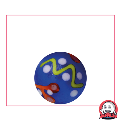 22mm Blue Frosted Piñata Marble, colourful geometric patterns - for fans of modern art