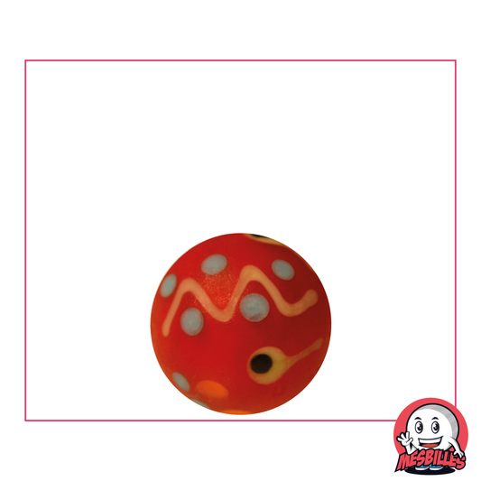 Frosted red marble decorated with geometric shapes, ideal for completing a collection.