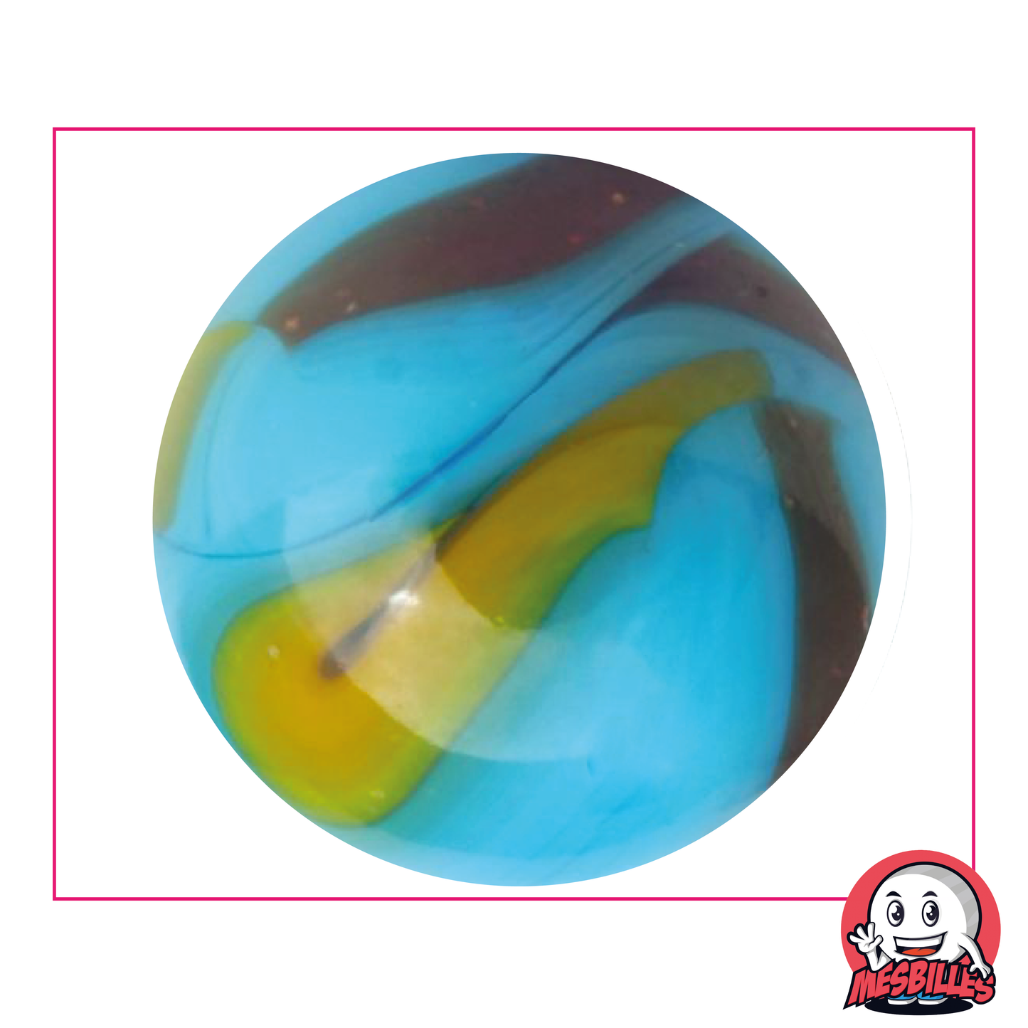 Planet Earth Opaque Blue Marble with Black traces 50 mm - My-Glassmarbles