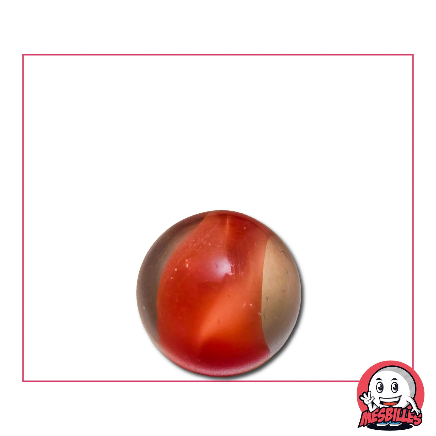 Bille d'Art Plume Orange, bille en verre de Bohème de 16 mm. La légèreté d'une plus dans une bille d'art.