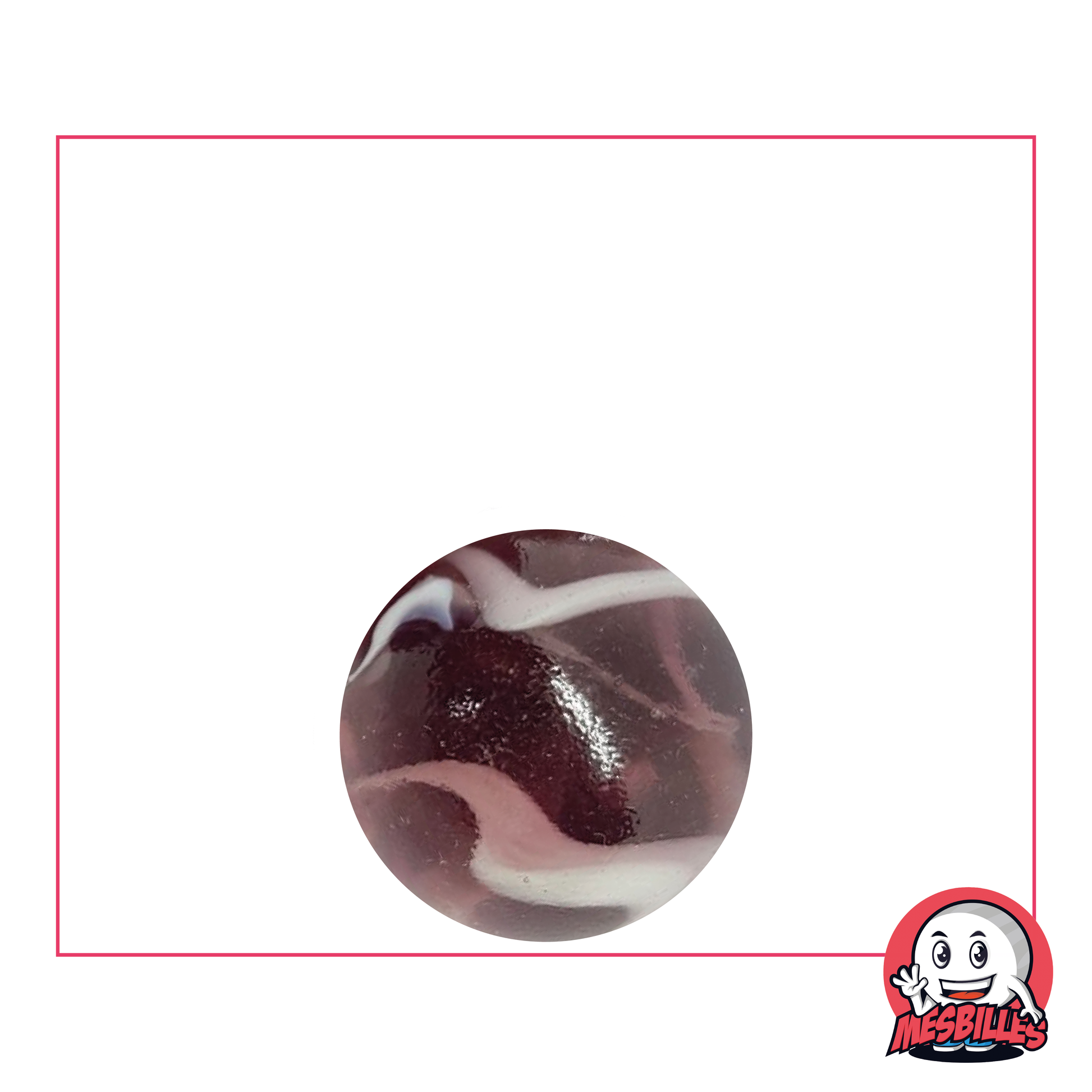 1 Marble 16 mm in Pink - Purple coloured glass