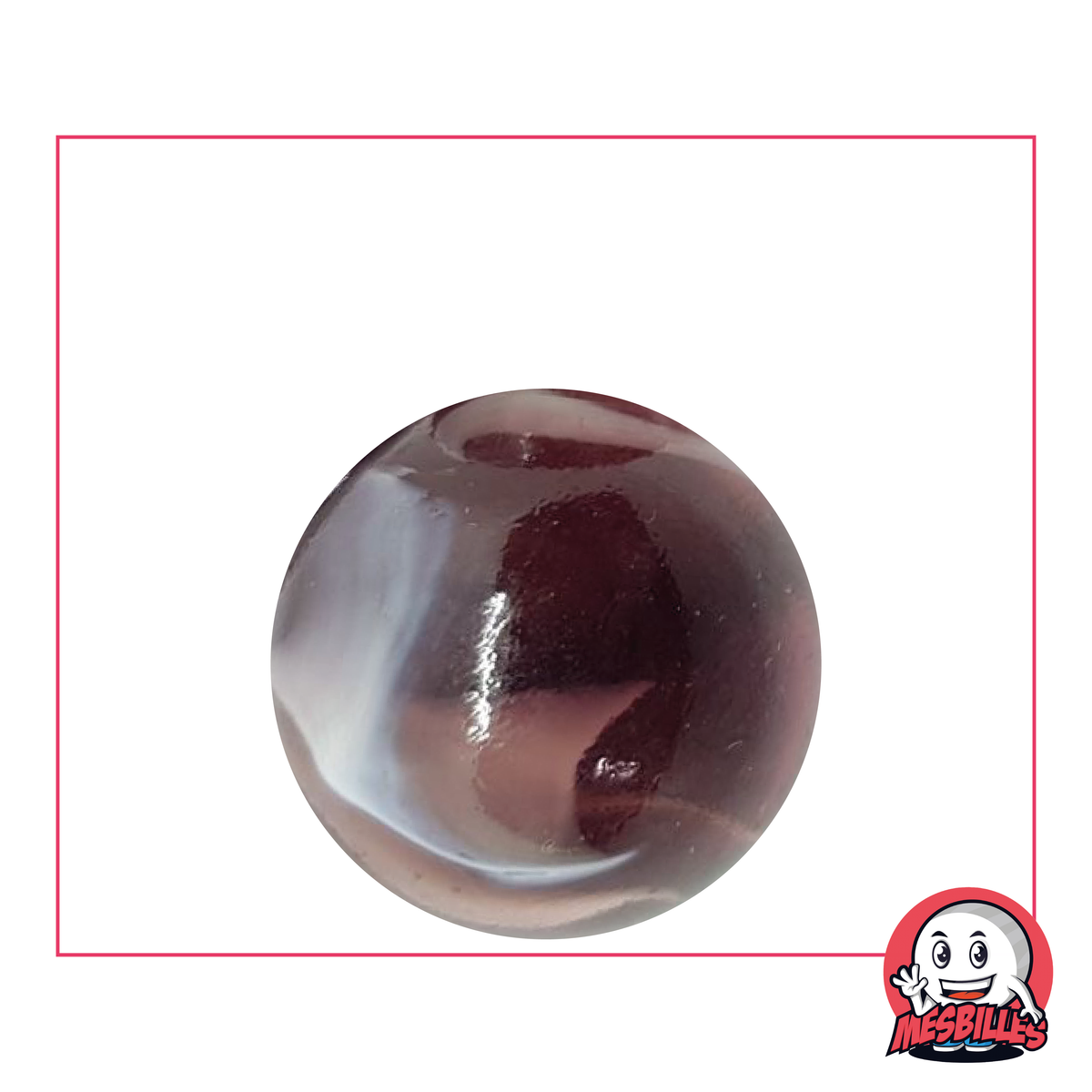 1 Marble Purple 25 mm in Pink - Purple coloured glass, 2.50 cm ball type Shooter