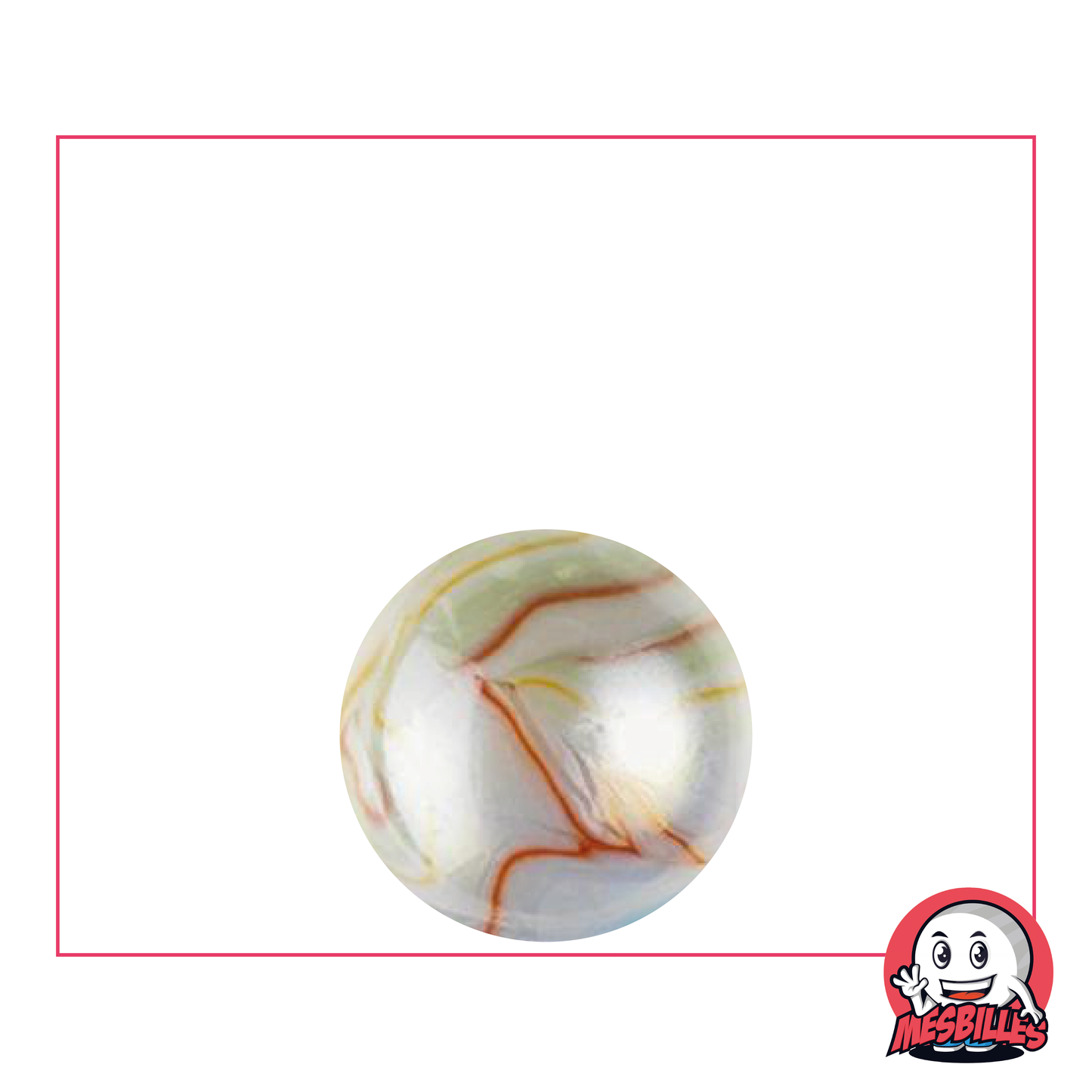 16 mm Marble, opaque white glass marble covered with shiny Multicolored waves