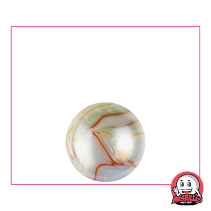 16 mm Marble, opaque white glass marble covered with shiny Multicolored waves
