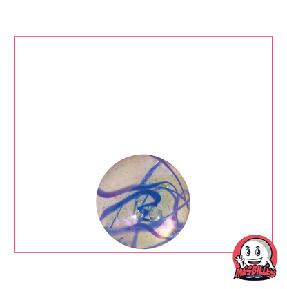 14 mm Blue Ribbon Marble, Translucent glass marble with coloured stripes - My-Glassmarbles