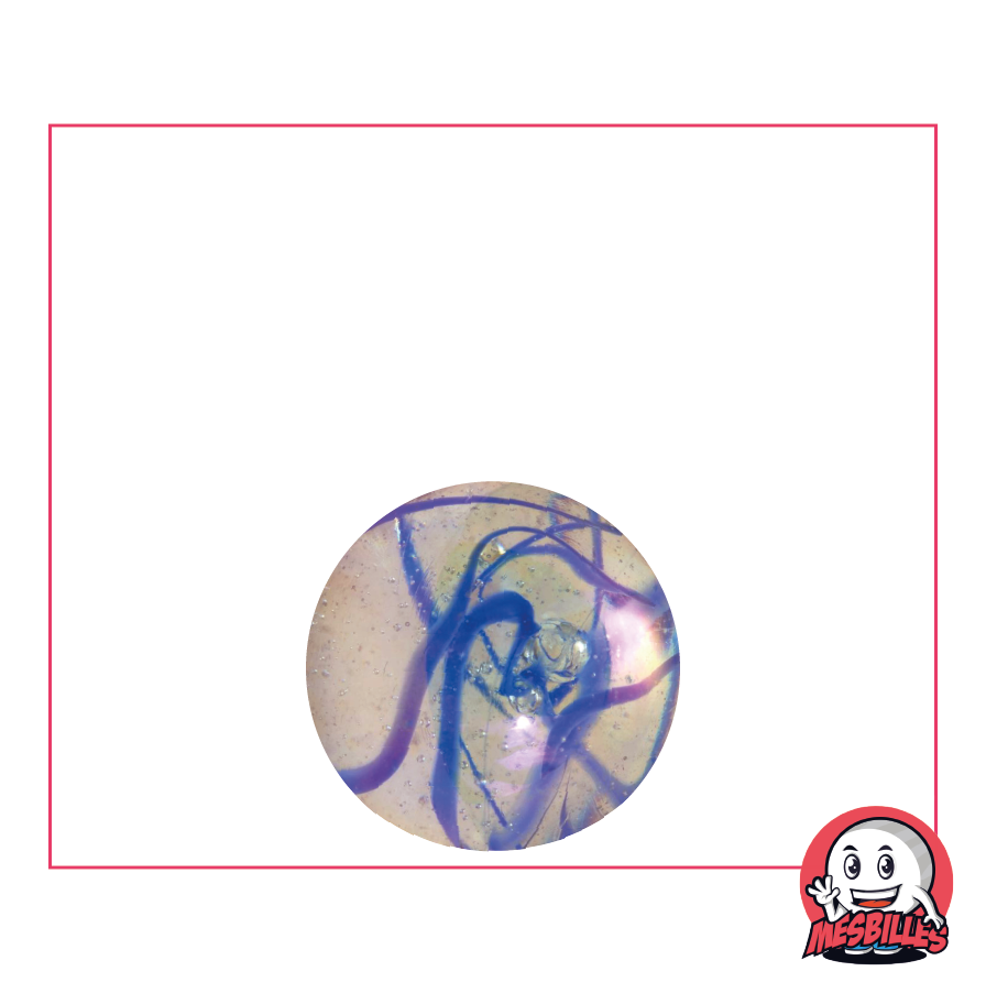 16 mm Blue Ribbon marble, translucent glass marble with coloured stripes - My-Glassmarbles