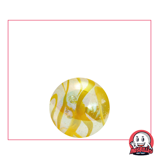 16 mm YELLOW Blue marble, translucent glass marble with coloured stripes - My-Glassmarbles