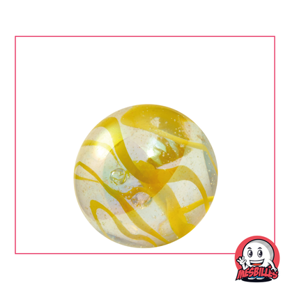1 Marble Yellow Ribbon 25 mm in Green - Yellow coloured glass, 2.50 cm ball Shooter type