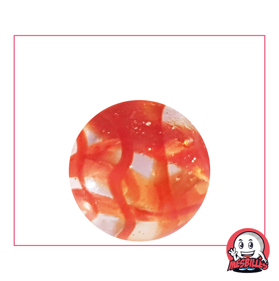 RED Marble 25 mm, Translucent glass marble with coloured stripes - My-Glassmarbles