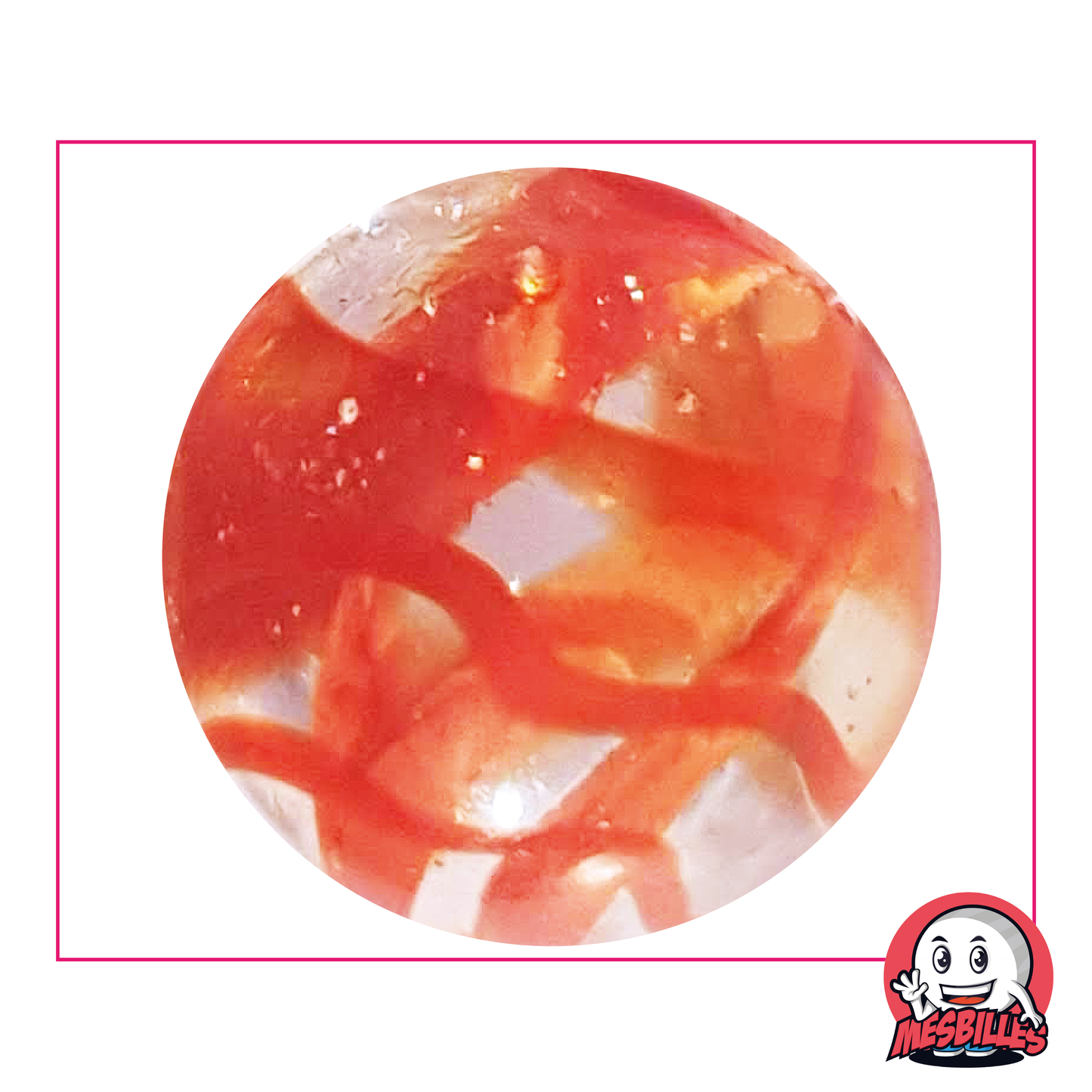 Red Ribbon Marble 50 mm Translucent red with swirls, very large marble.