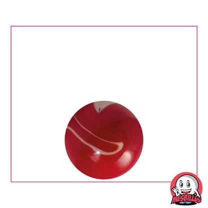 Red opaque marble with white traces, opaque glass marble, 16 mm - My-Glassmarbles