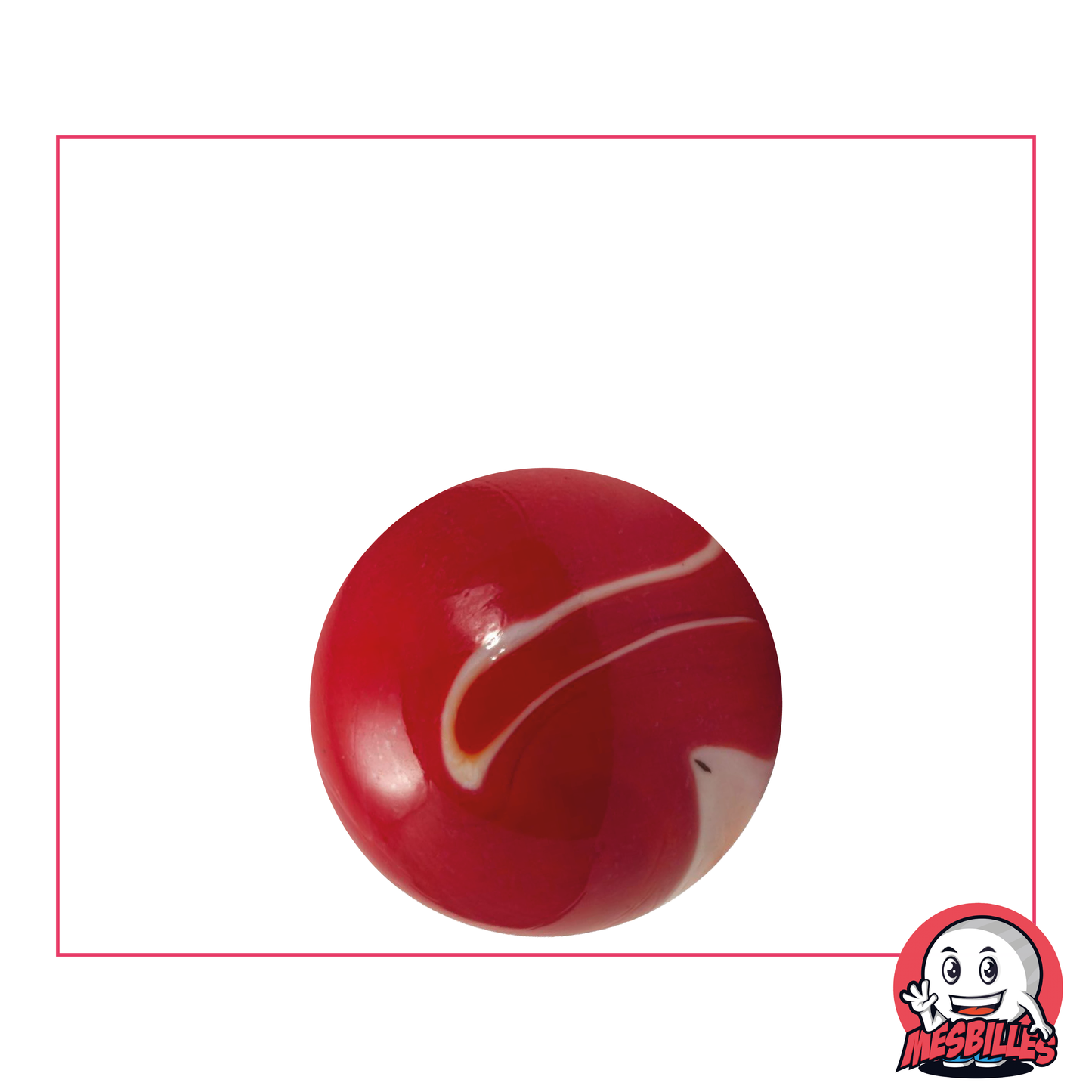 Red opaque marble with white traces, opaque glass marble, 22 mm - My-Glassmarbles