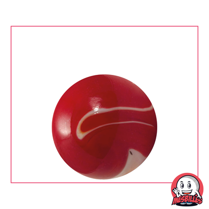 Red opaque marble with white traces, opaque glass marble, 25 mm - My-Glassmarbles