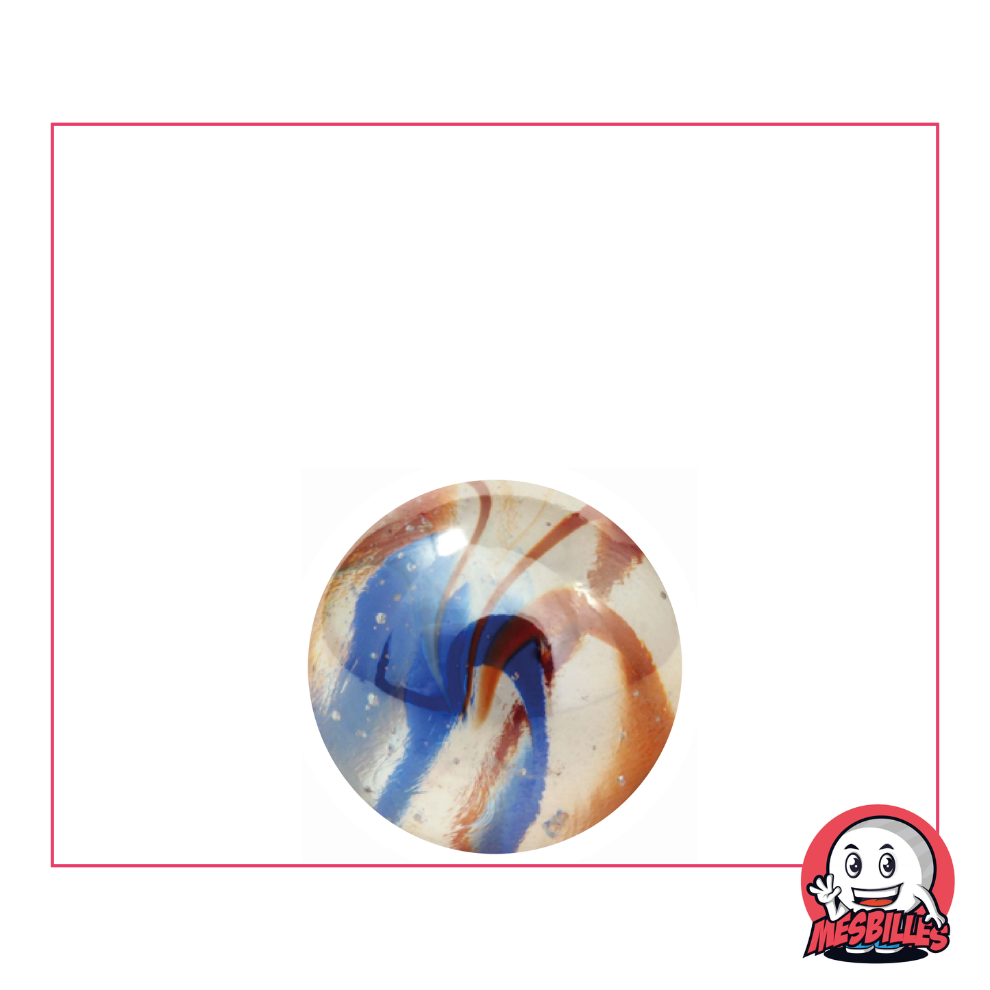 Scorpion Marble 16 mm round translucent crystal glass marble with blue and red stripes
