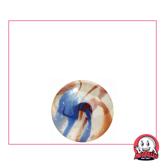 Scorpion Marble 16 mm round translucent crystal glass marble with blue and red stripes
