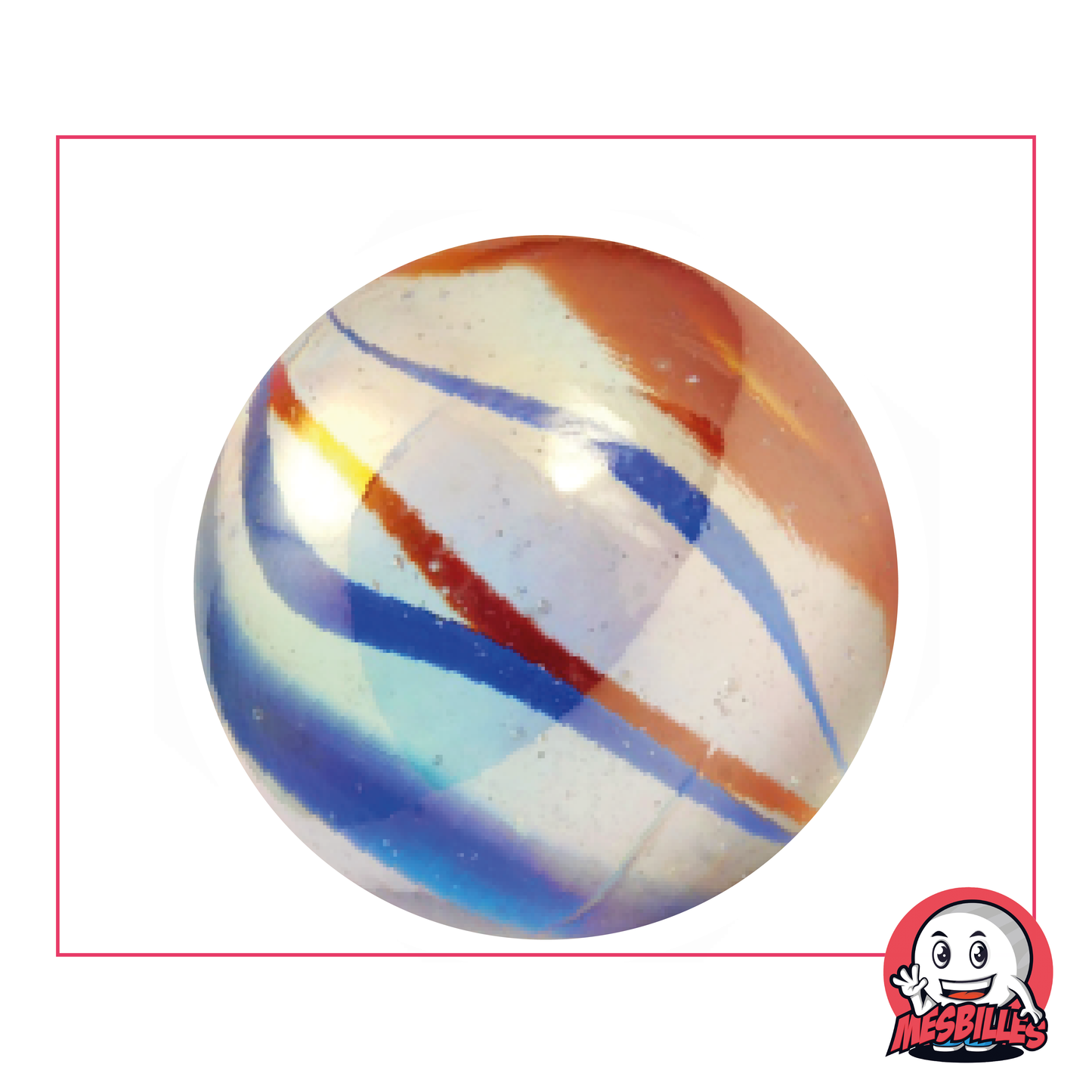 1 Marble Scorpion 42 mm Multicolored Transparent with red and blue stripes, whale-sized marble