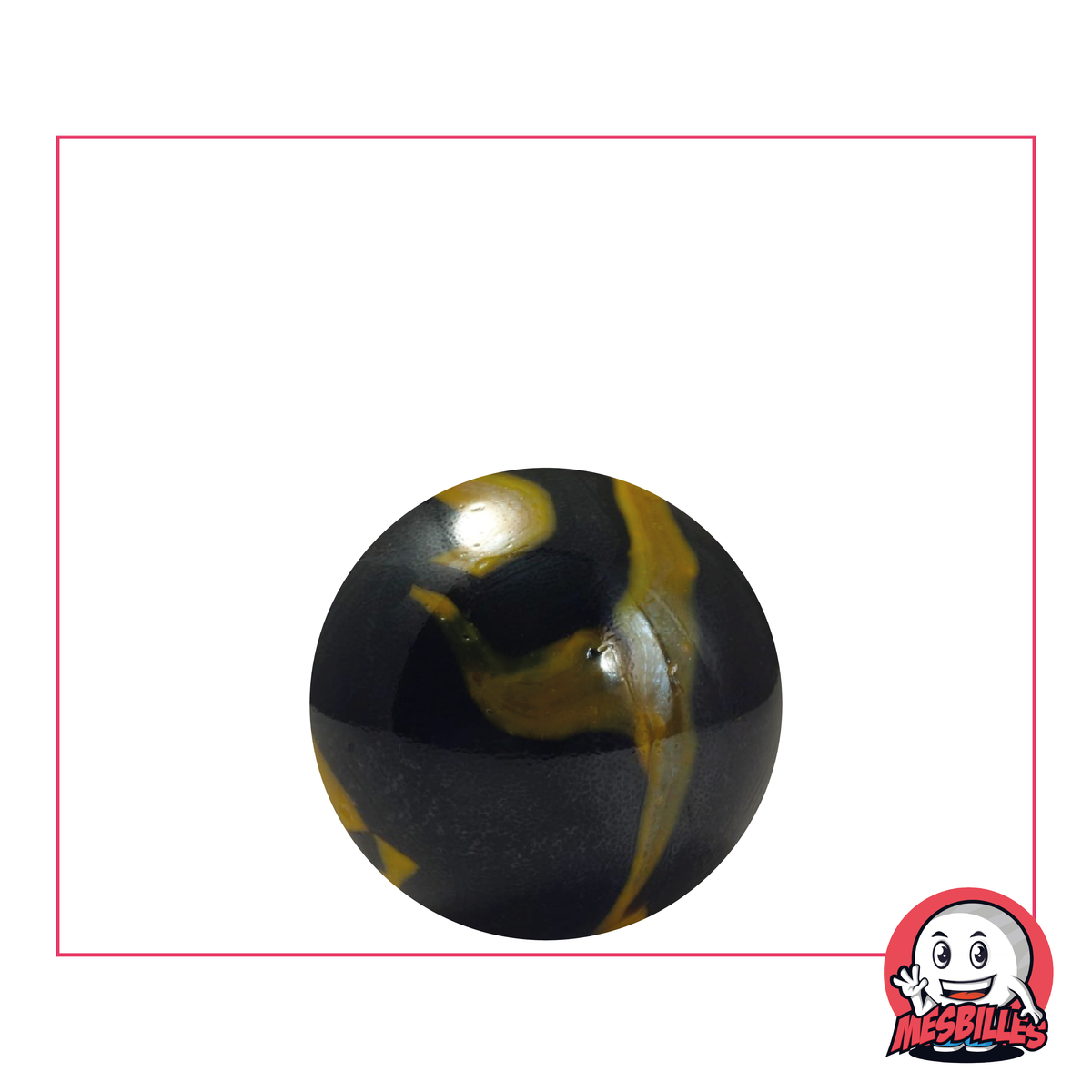 Marble 22 mm - Shiny black porcelain with yellow accents, for a mysterious look.