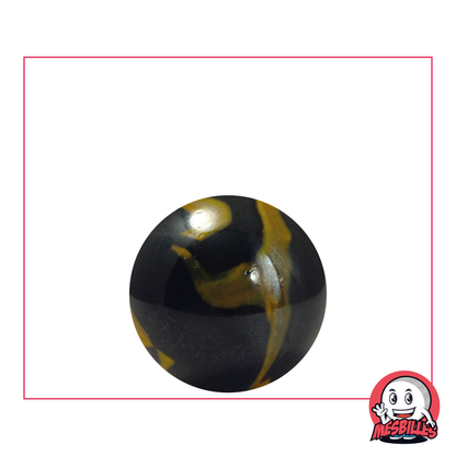 Marble 22 mm - Shiny black porcelain with yellow accents, for a mysterious look.