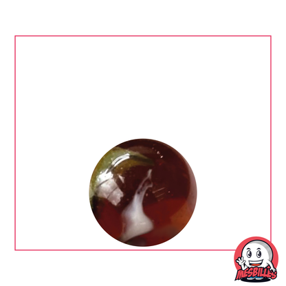 16 mm Marble Stegosaurus - Dark Amber Translucent Glass with Green and White stripes - My-Glassmarbles
