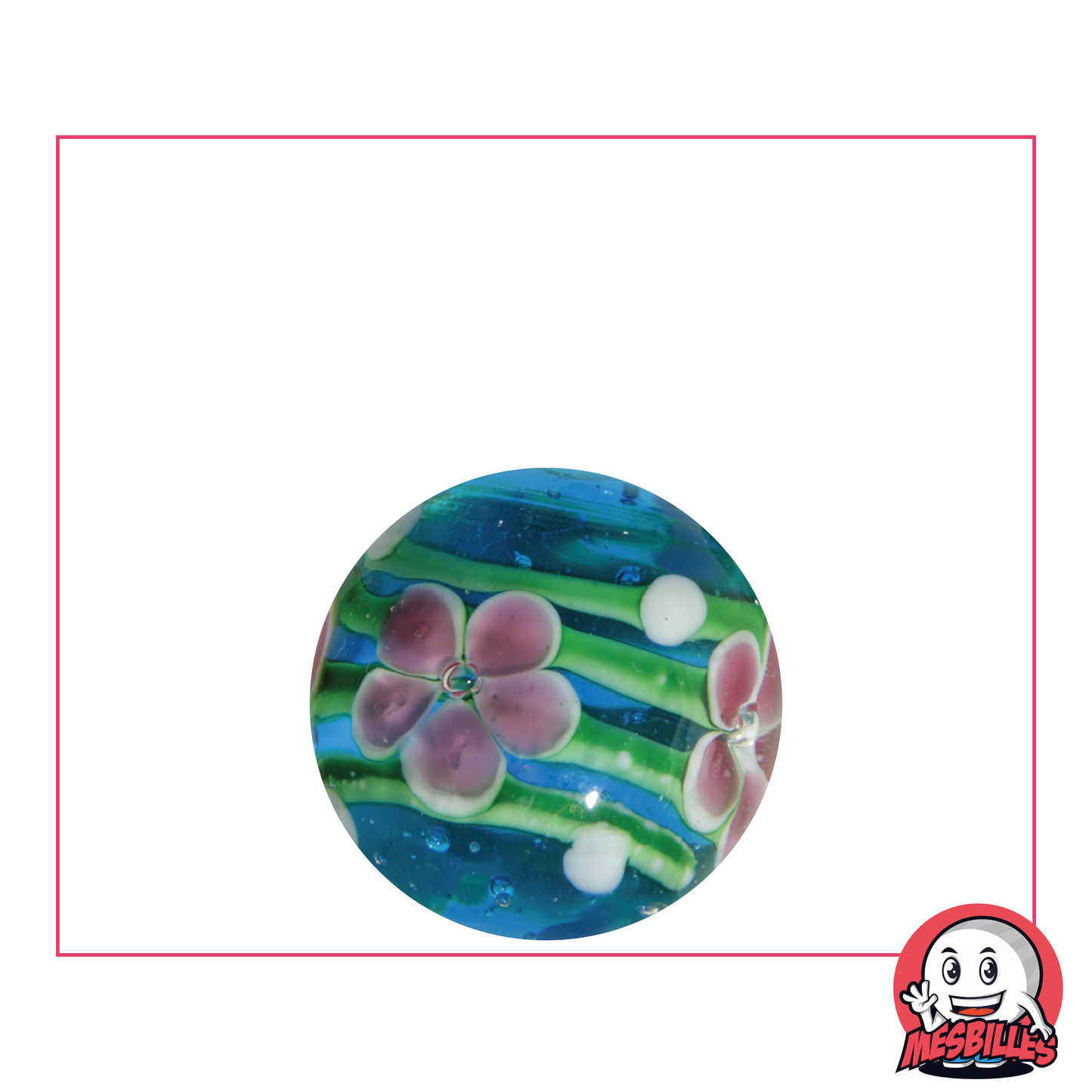 1 Marble Art Stem Flower Blue 22 mm