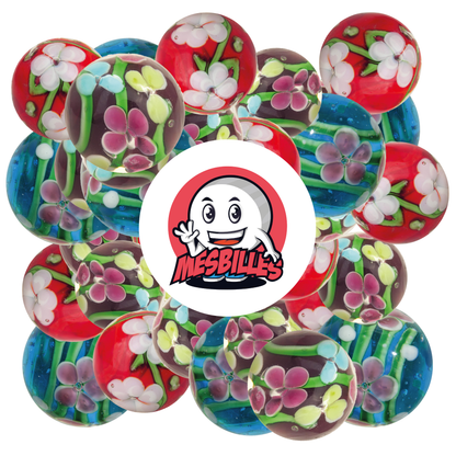 1 Marble Art Stem Flower Red 16 mm