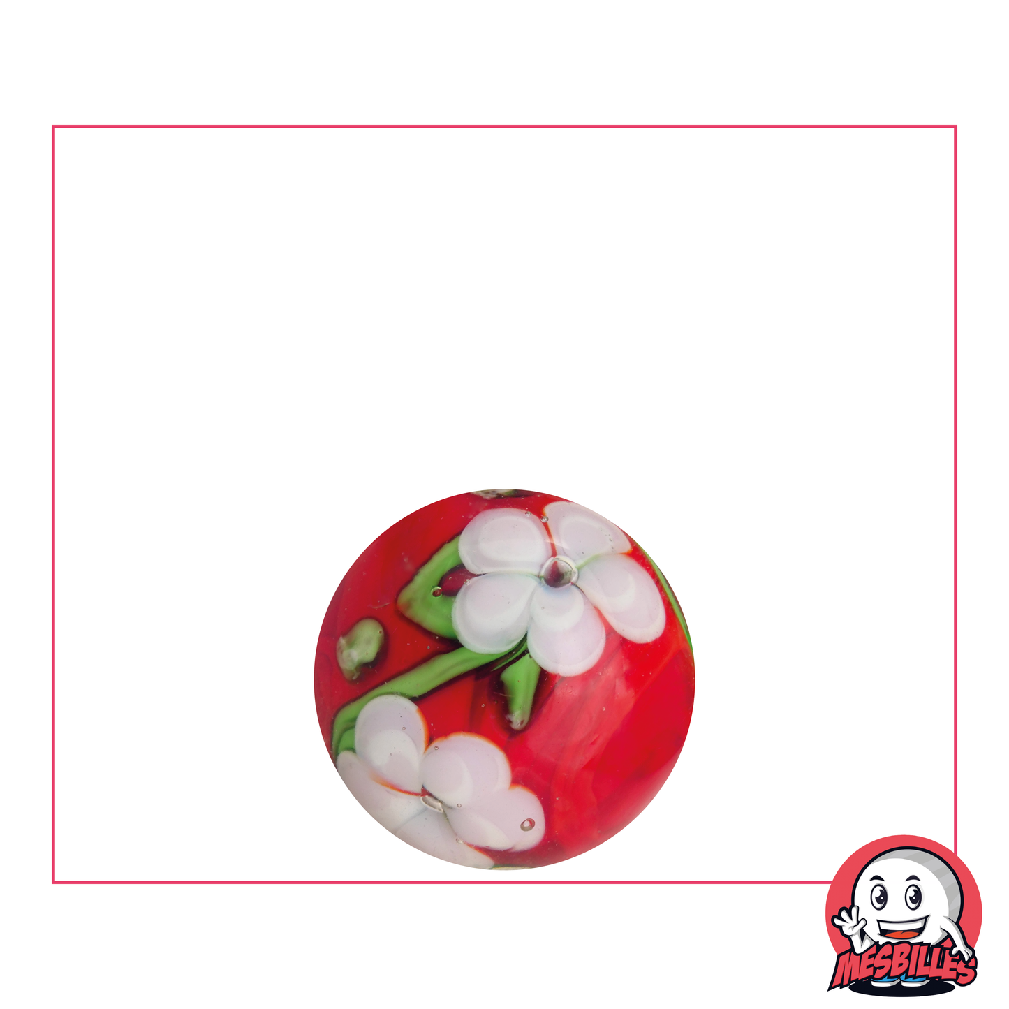 1 Marble Art Stem Flower Red 16 mm