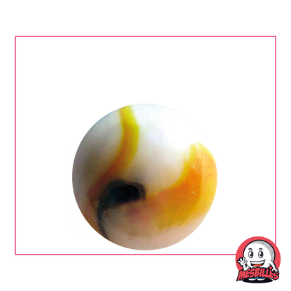 1 Marble Tiger Yellow 25 mm in Green - Yellow coloured glass, 2.50 cm Shooter type marble