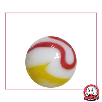 Marble Tiger Red 25 mm - Opaque white glass with Orange and Red stripes - My-Glassmarbles