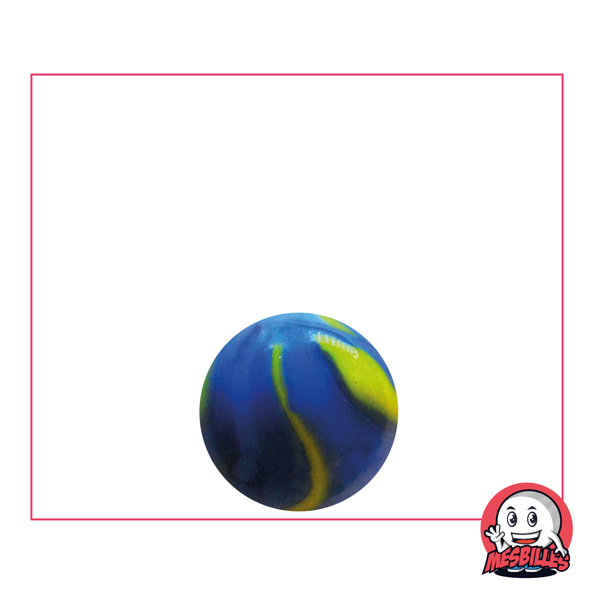 Marbles Van Gogh 14 mm in opaque yellow glass with blue stripes