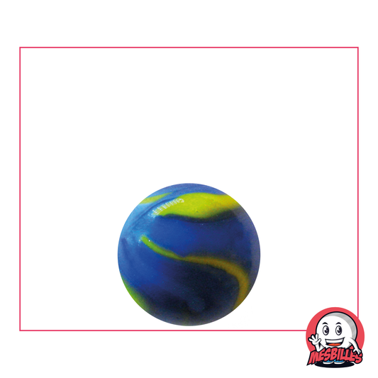 1 Van Gogh 16 mm Marble, opaque blue round glass marble with yellow waves