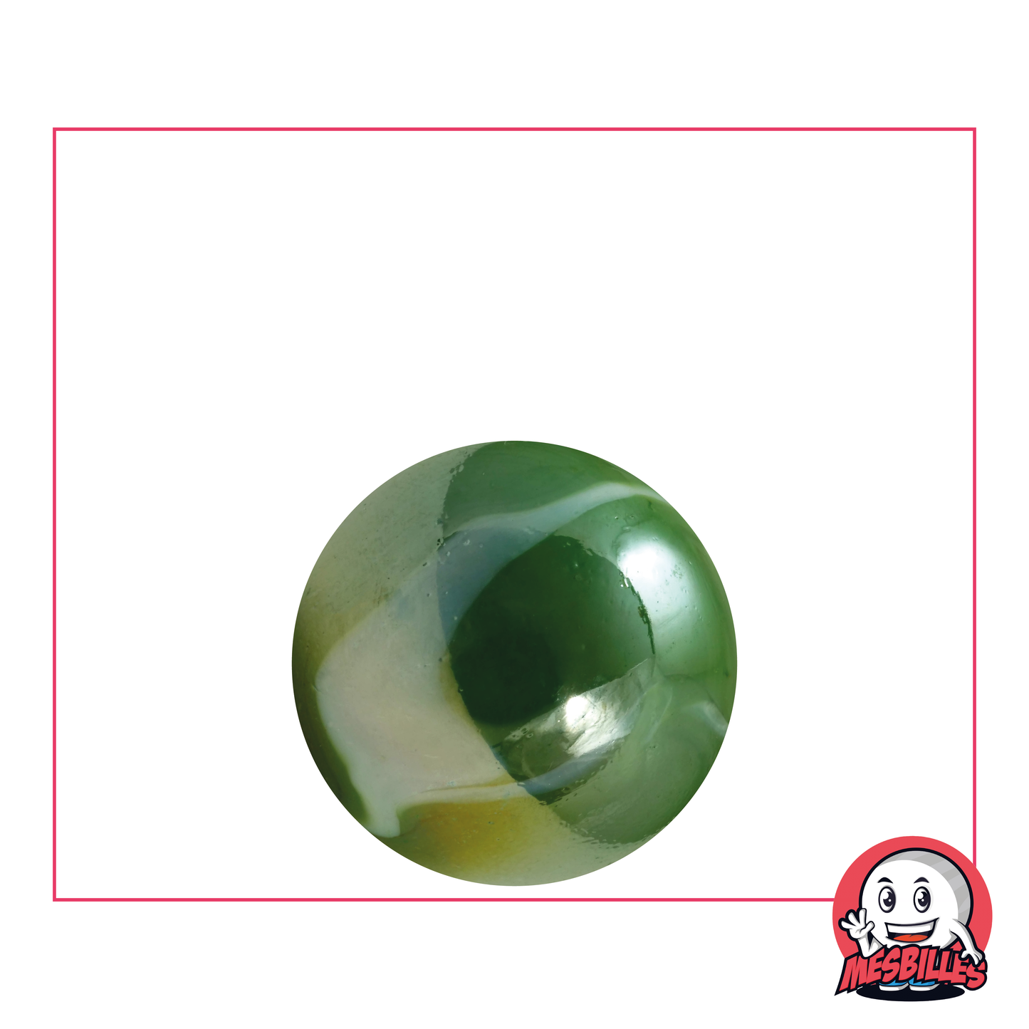 Glass Marbles Verazade - Shiny pearly Green marble with white traces, for a unique aesthetic.