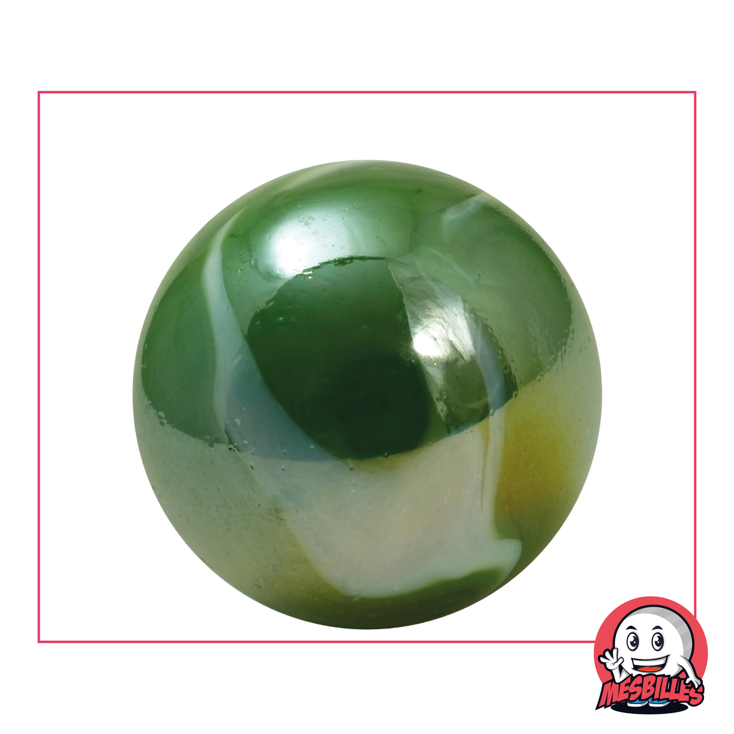 Verazade 42mm glass marble, ultra Shiny Green colour, Whale size marble, very large marble