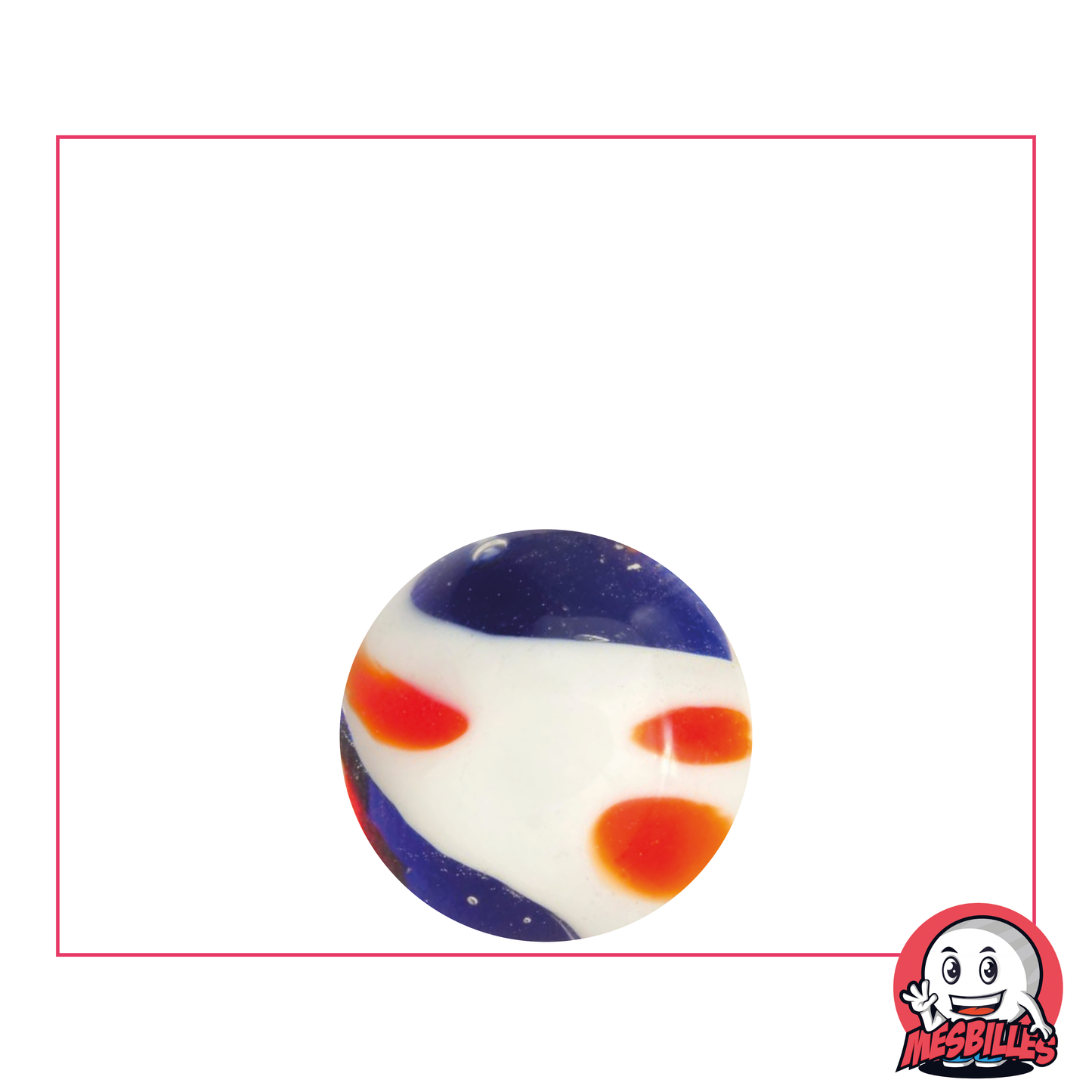 16mm Blue Yin-Yang marble with coloured waves and a mix of opacity and transparency