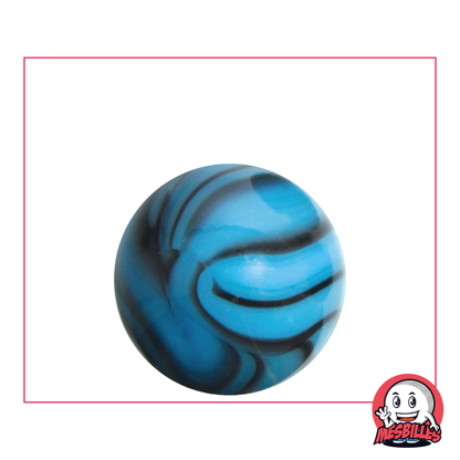 25mm round Marble Zebra Turquoise, blue porcelain look with brown stripes - limited edition
