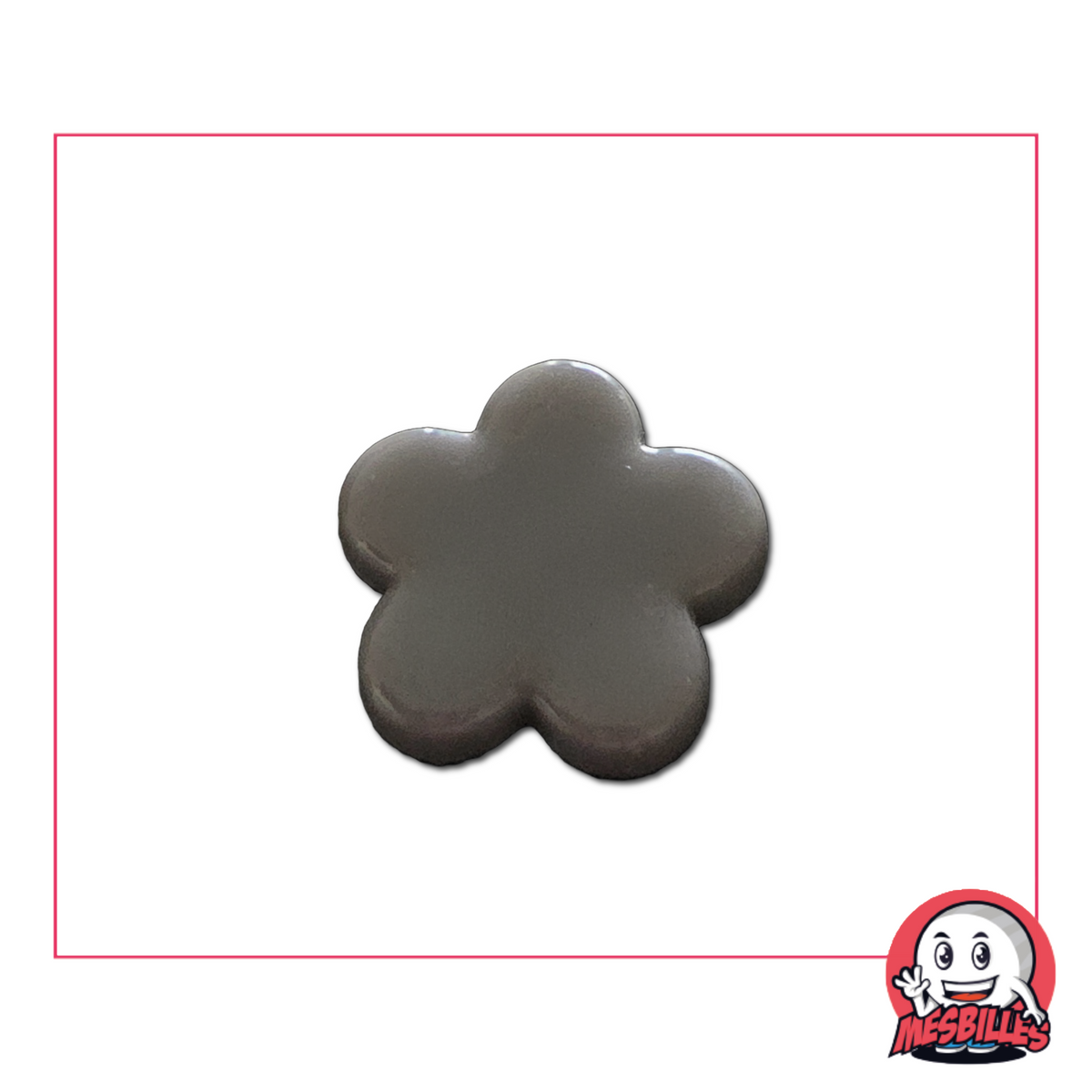 Marble Extra-flat Flower in Pearl Grey glass, used for decorating, playing and collecting.