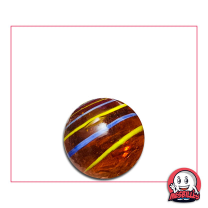 Bille Cyclone Ambre 16 mm KimPlay Collector couleur ambre avec lignes jaunes et bleues