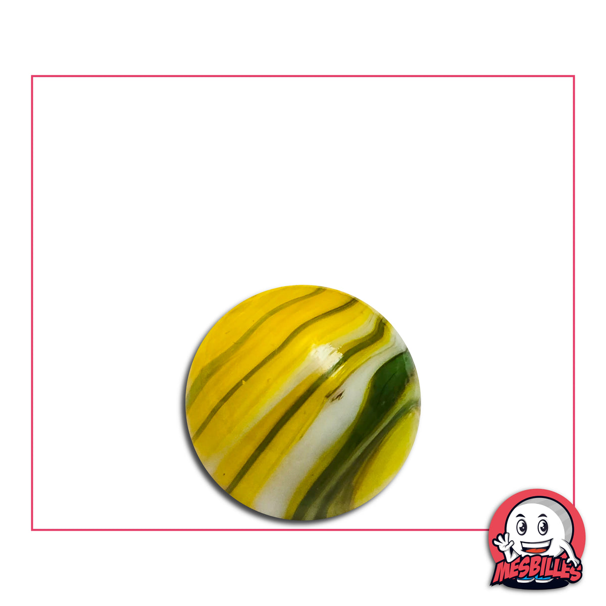Bille Equinoxe Jaune et Vert 16 mm KimPlay Collector rayée jaune vert et blanc