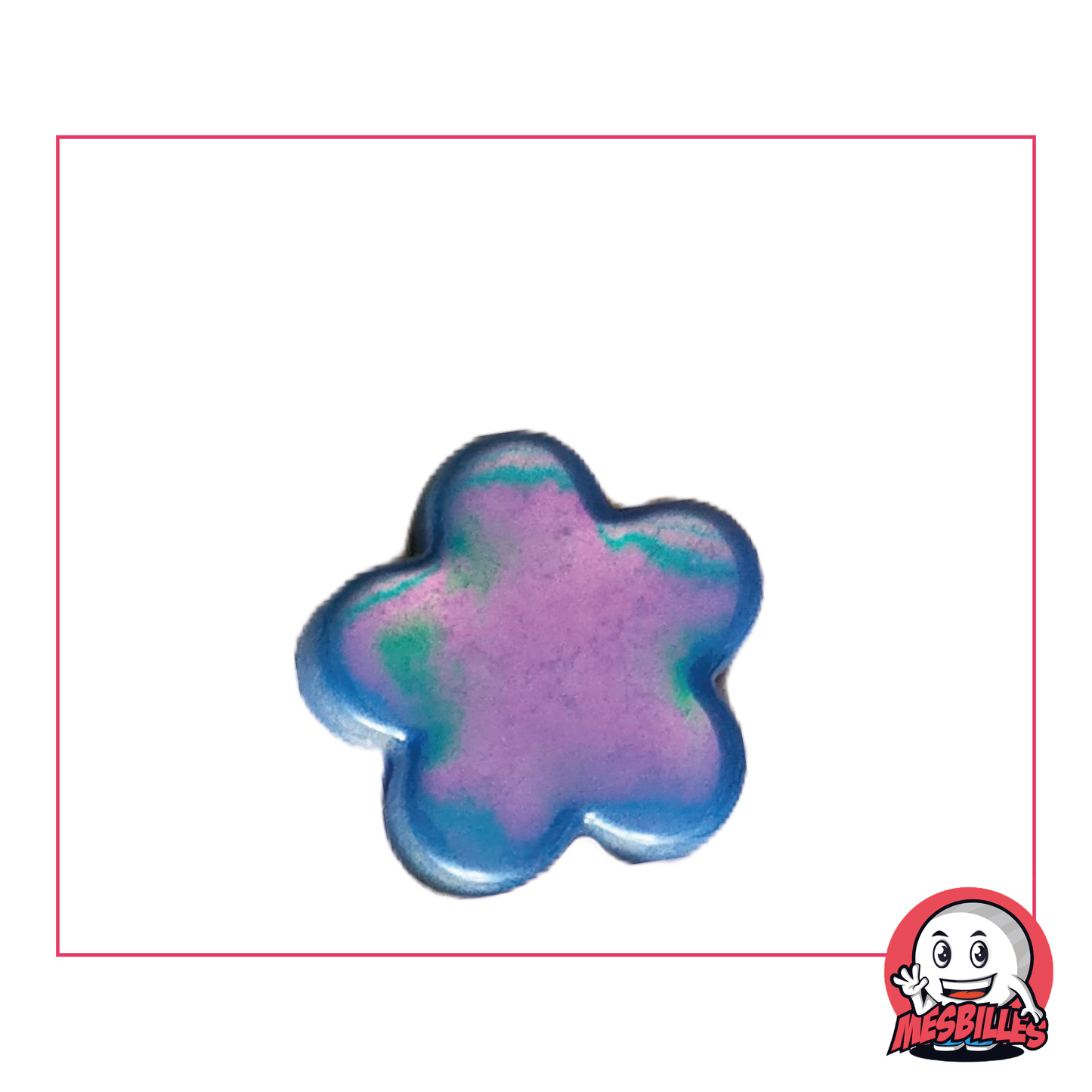 1 Glossy Blue Flower Marble