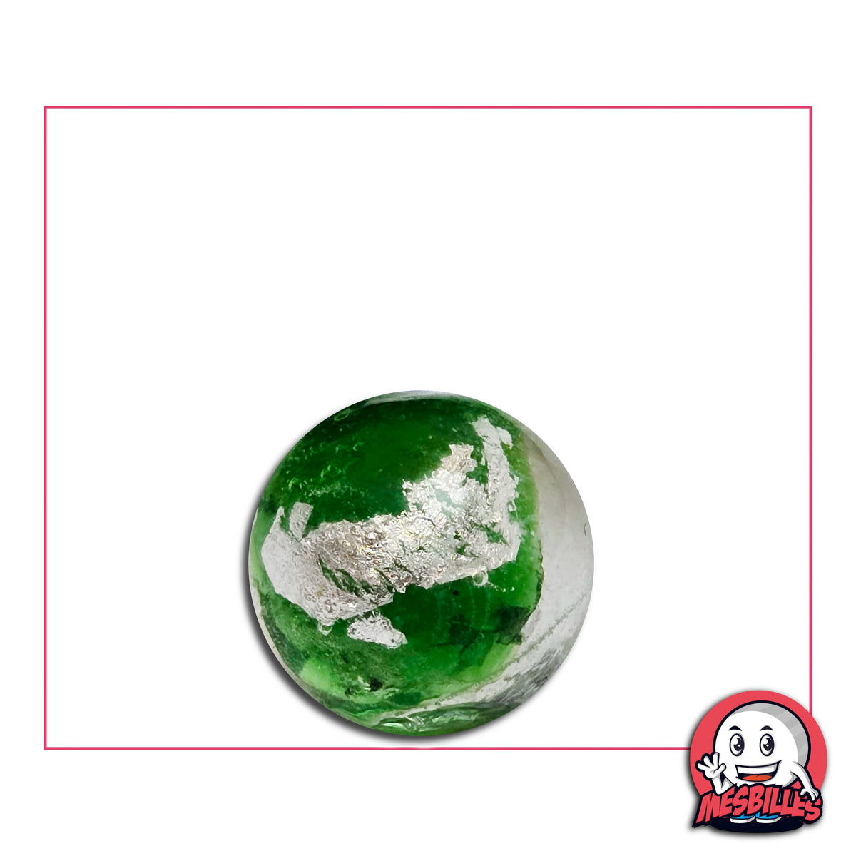 Bille Vert intense et motif serpentin blanc : cette bille KimPlay Collector évoque le jeu authentique et les trajectoires imprévisibles.