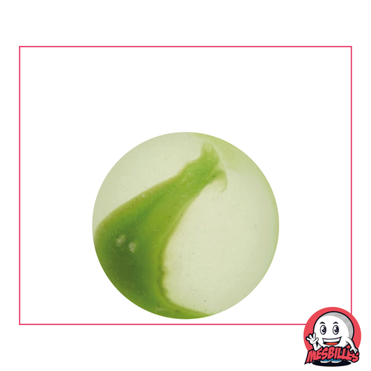 My-Glassmarbles - Glass Bead Frosted, Green Striated Marble 25mm