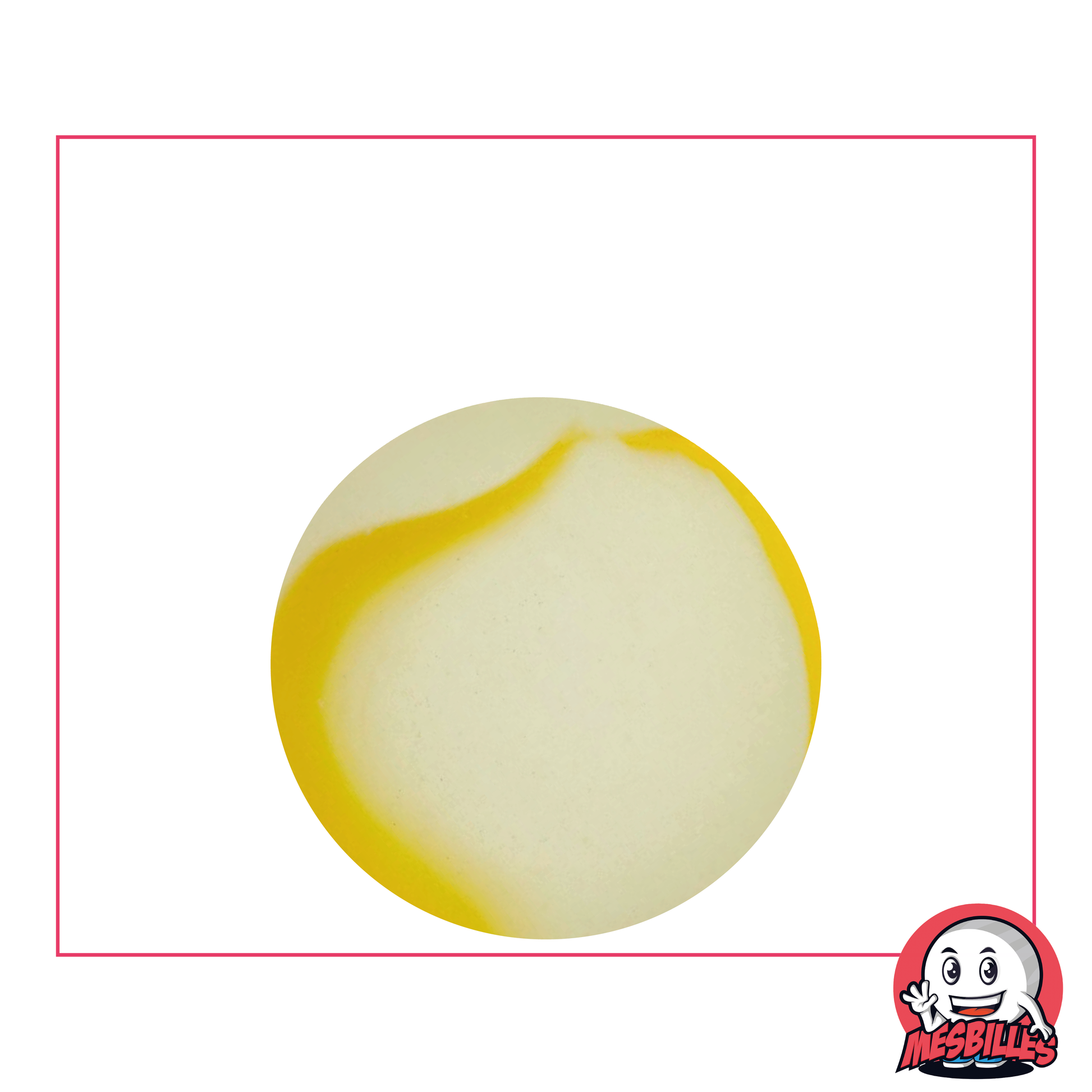 My-Glassmarbles - Frosted Glass Marble with Yellow Stripe 25 mm